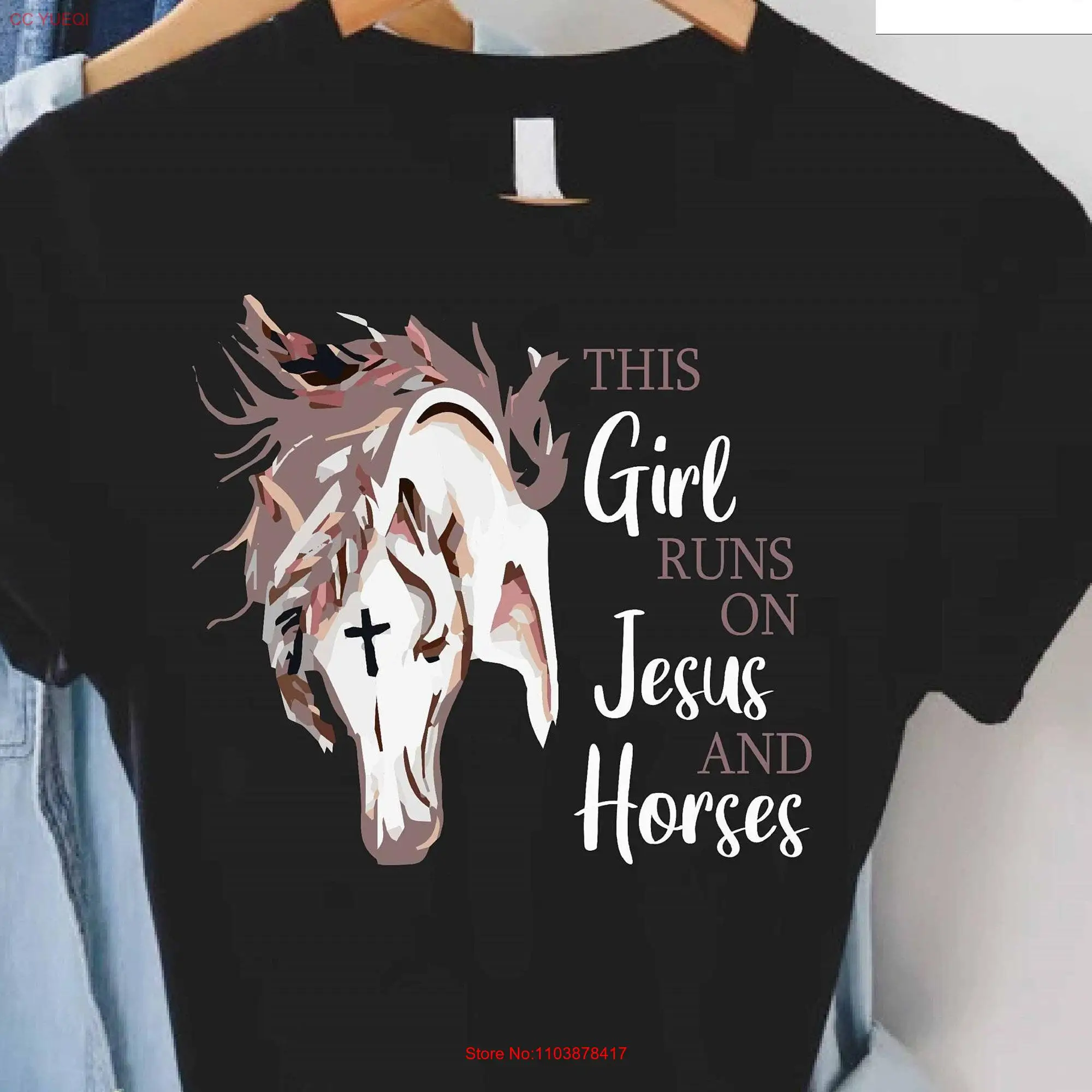 Кристианская Женская футболка для Иисуса, влюбленной лошади, эта девушка бегает и наезжает на лошадей, религиозный духовный