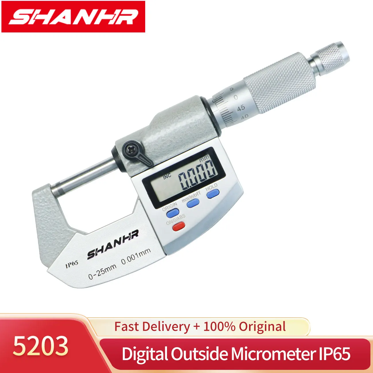 SHANHR IP65 Wodoodporny Cyfrowy Mikrometr Suwmiarkowy 0,001mm Elektroniczny Cyfrowy Mikrometr Suwmiarkowy Narzędzia Pomiarowe