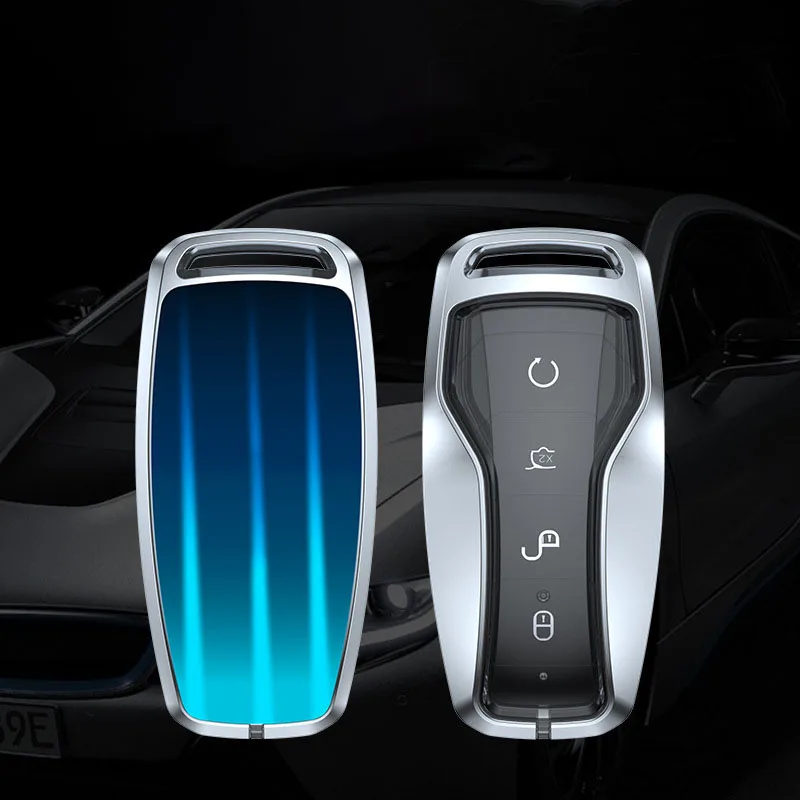 Zinc Alloy+ Glass Car Remote Key Case Cover Protector Shell For BYD Song Plus Atto 3 Han EV Tang DM Qin Seal Dolphin Accessories