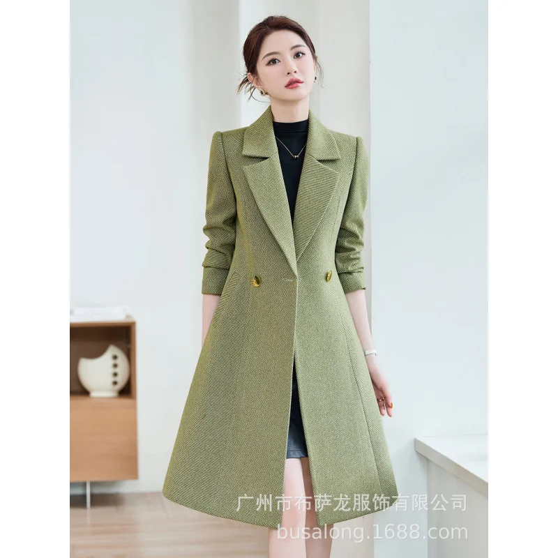 2025Bussalon Cappotto da donna nuovo Stile coreano Professionale di media lunghezza Colletto Trench Coat Workwear2617
