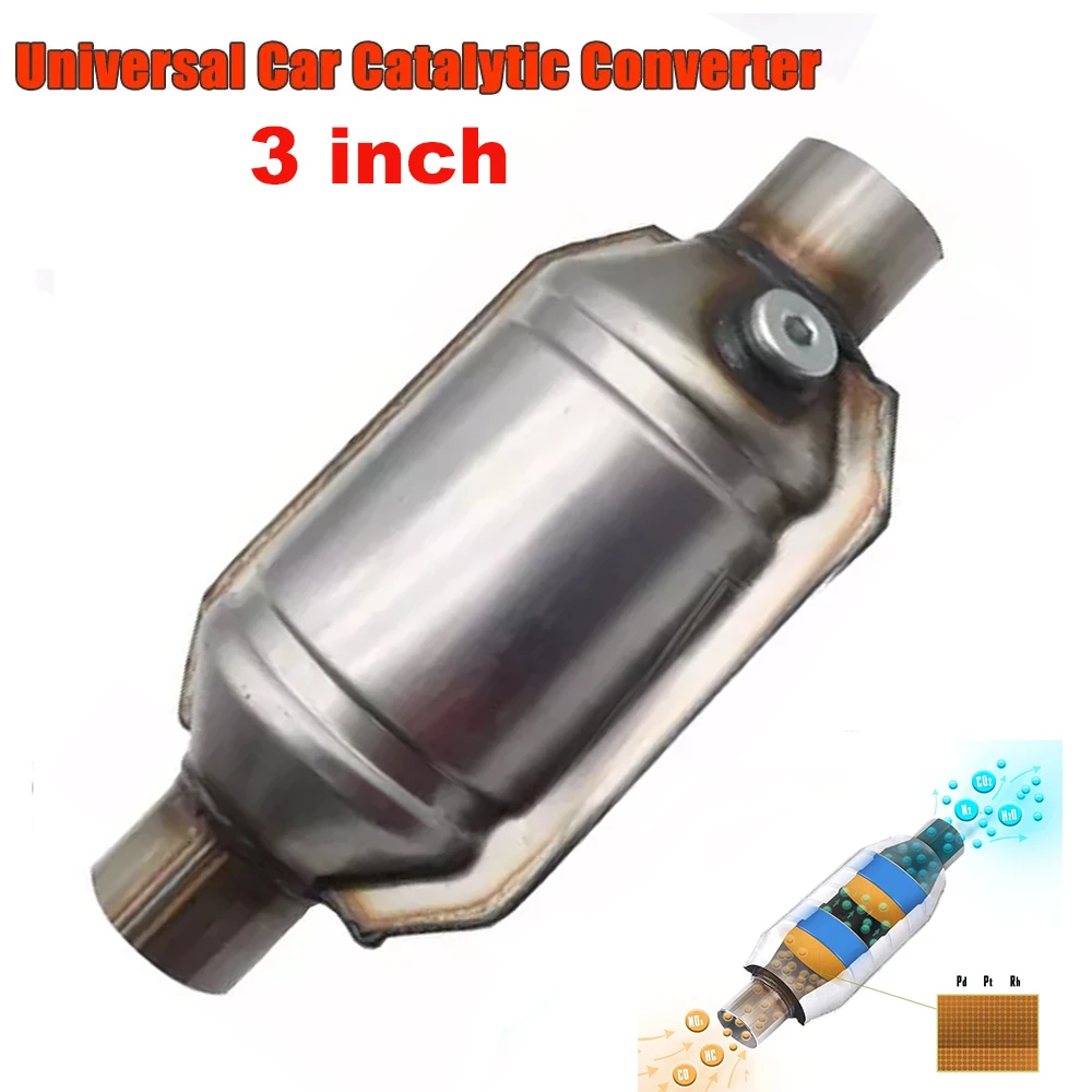 

Universal 3" / 7.6cm Car Catalytic Converter Exhaust 400 Cell High Flow Muffler Catalyst Converter Stainless Steel EPA Approved