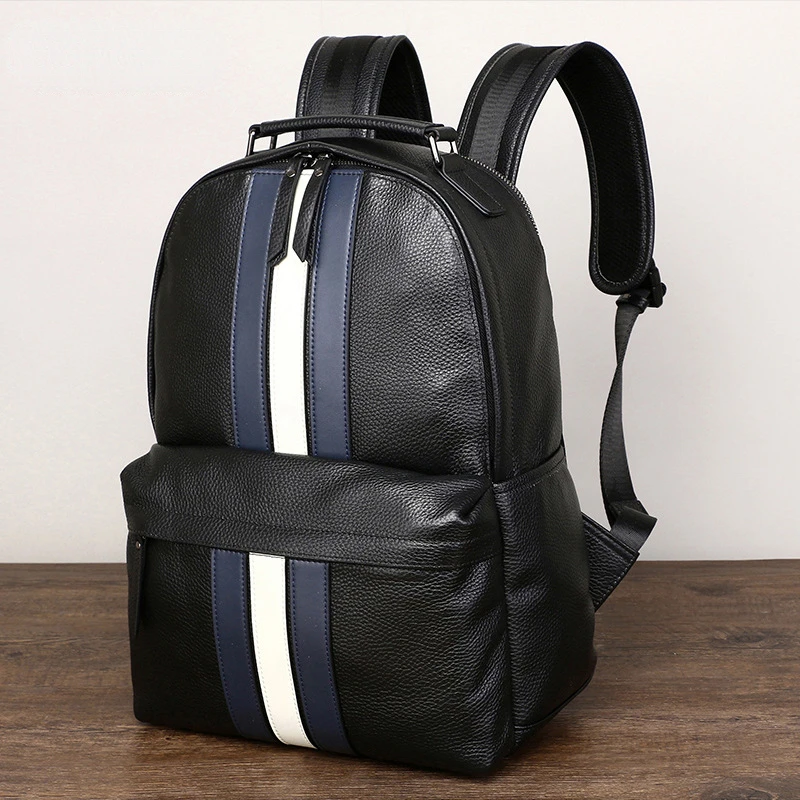 Mochila de couro impermeável masculina, bolsa escolar casual, bolsa de viagem feminina, moda