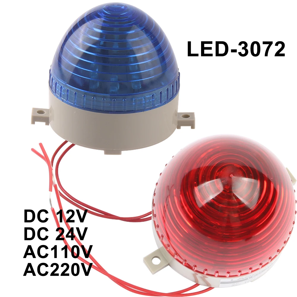 Lámpara de señal pequeña, luz LED intermitente de advertencia, de tráfico, verde, rojo, azul, amarillo, sin zumbador, AC110V, 220V/DC12V, 24V, 3072 LED