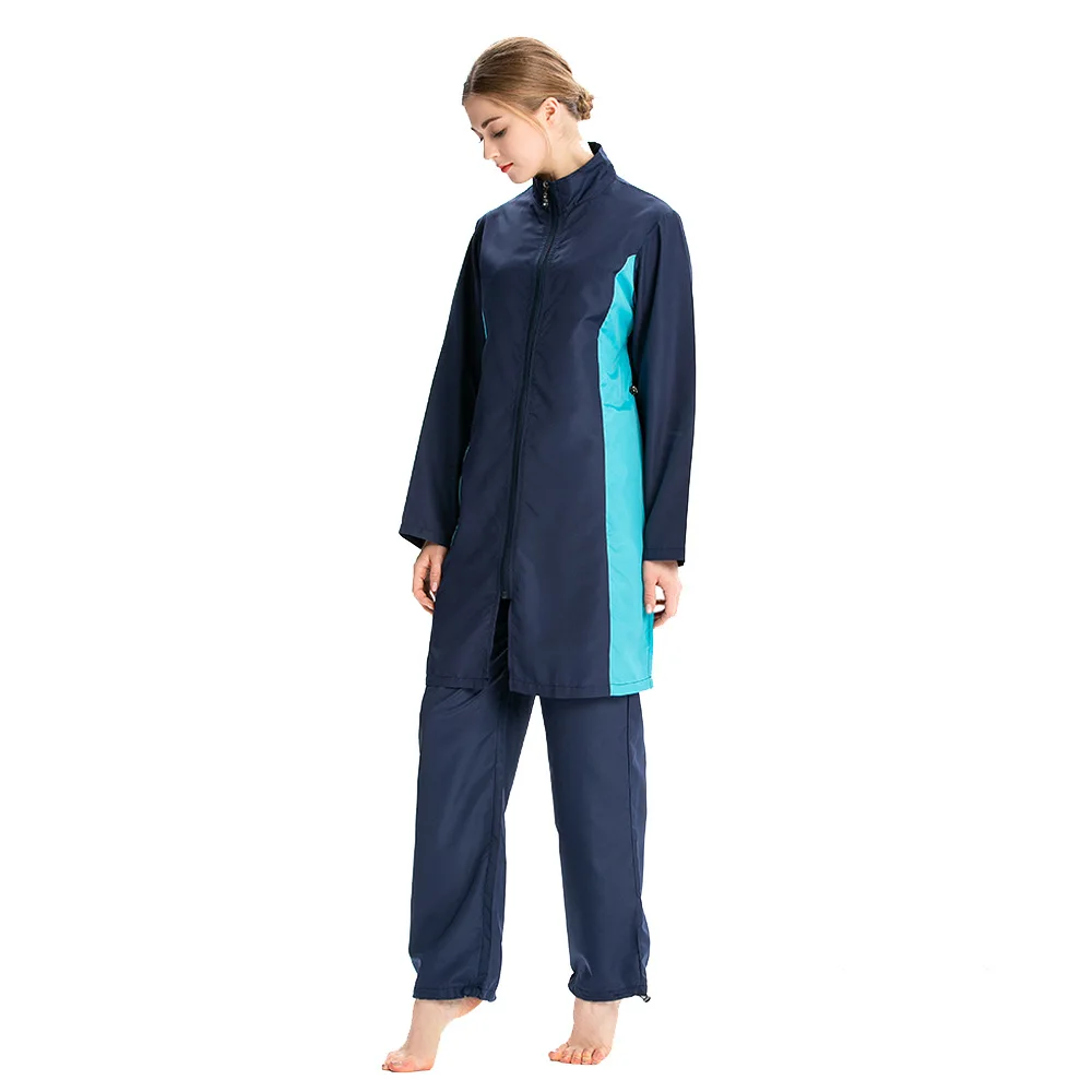 Hot-selling Amazon Swimsuit Three-piece Loose Large Size Zippered Hooded Thin Beach Suit  Burkini Muslim Swimwear 2022