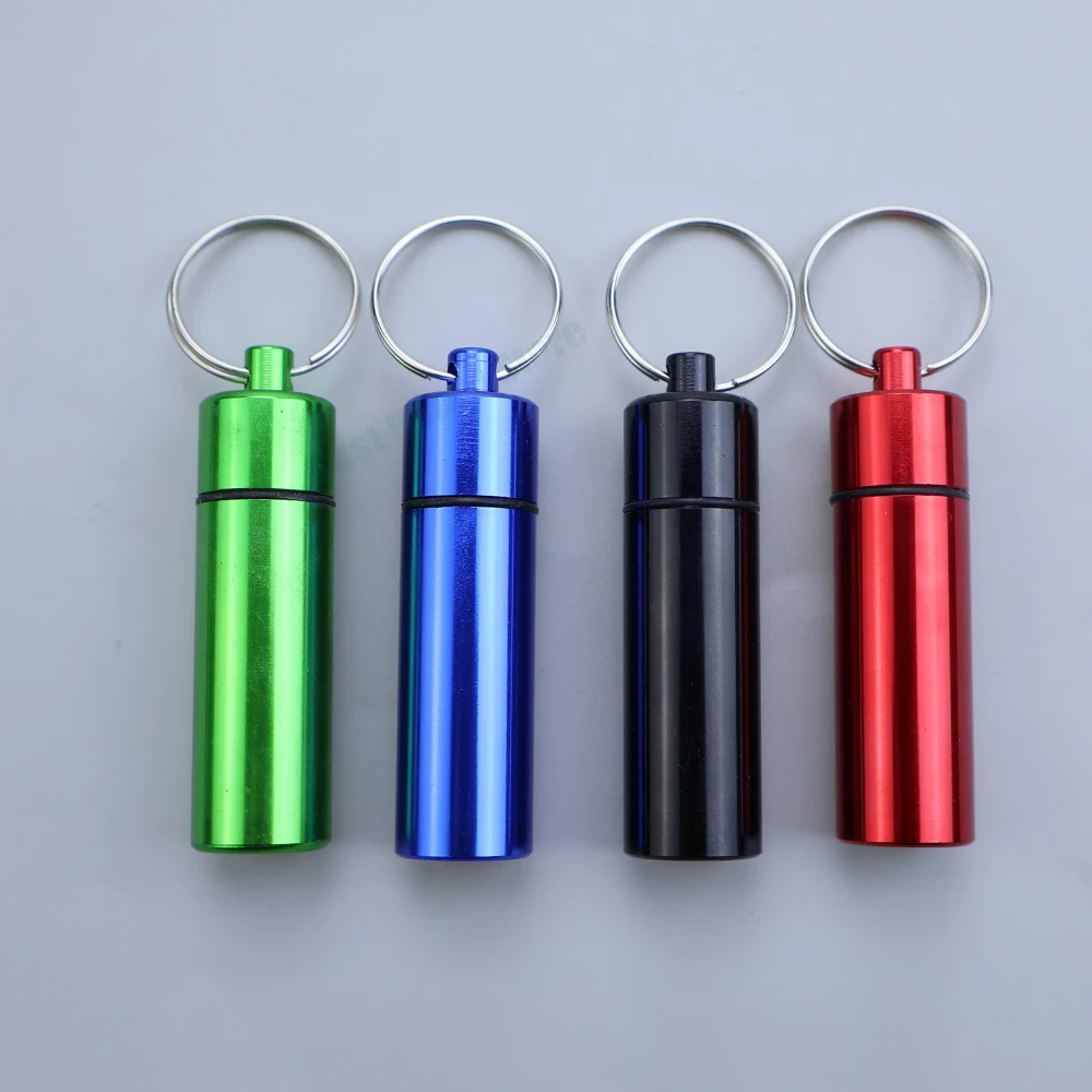 

1Pcs Mini Color Outdoor Waterproof Aluminum Alloy Mini Pill Bottle Keychain Portable Pill Storage Container