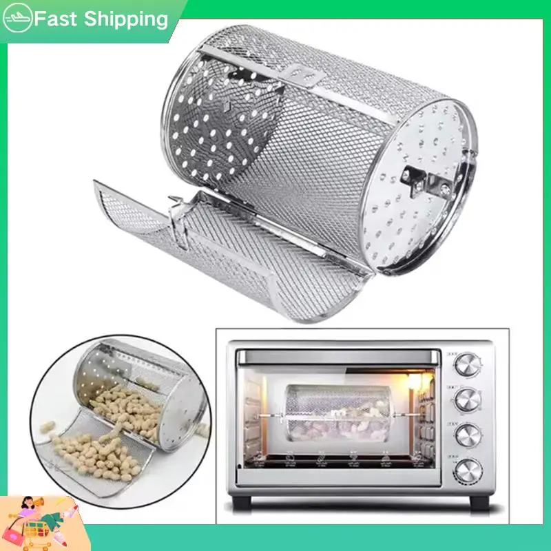 

Rotisserie Oven For Kitchen Fry Basket Coffee Bean Grilled Cage Drum Rack Air Fryer Accessories Stainless Steel-Tvdae