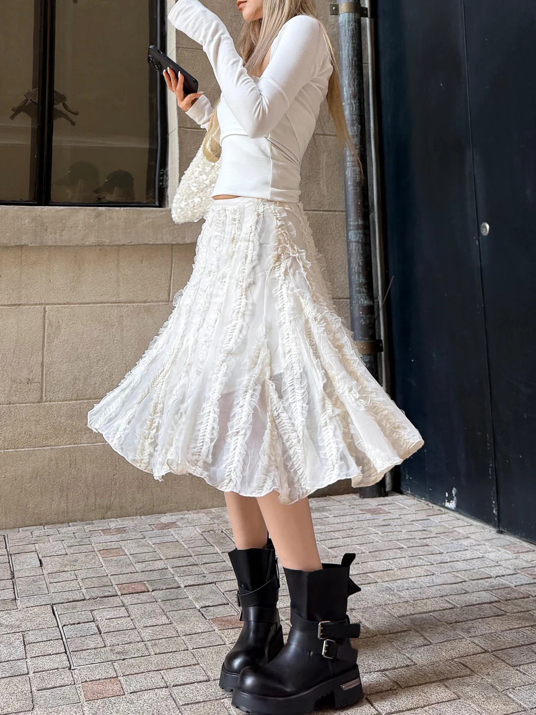 

Белая кружевная юбка-миди с завязками на шее, женская, весна-лето, новинка, драпированная, сказочная, А-силуэт, повседневная, с завышенной талией