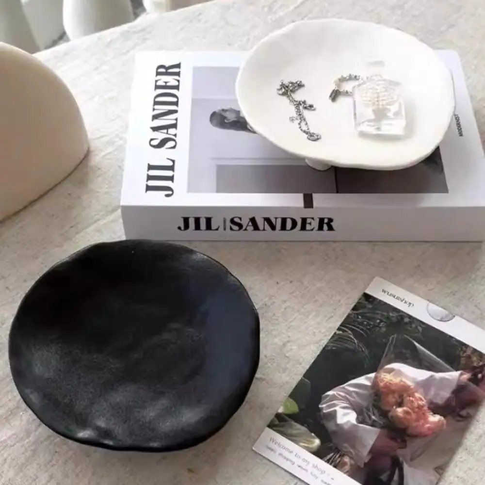 Ceramic Jewelry Storage Tray Irregular Creative Aromatherapy Candle Tray Multi-Function Simple Storage Plate Dessert