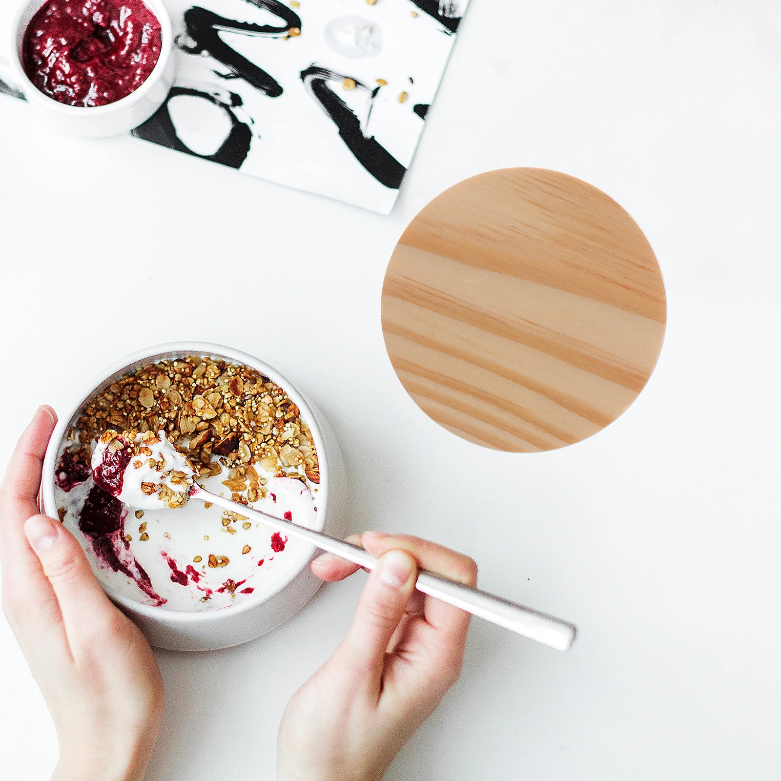 

8Pcs Wood Lid for Glass Jar Sealing Bottle Cover Premium Craftsmanship Fits Jars Bottles Cups Jar Wood Lids Reusable Kitchen