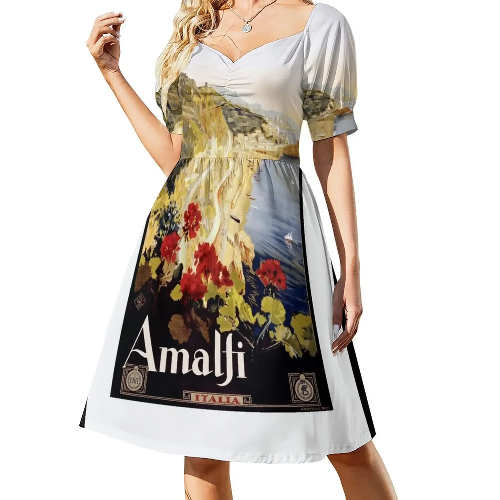 

1920 Amalfi Coast Italy Travel Poster Sleeveless Dress summer dress women dress