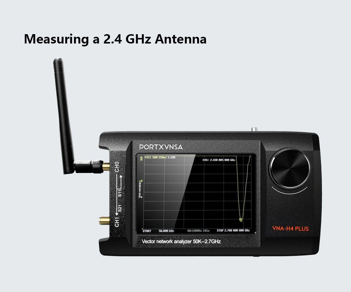 VNA-H4 Plus 50kHz-2.7GHz Portable Handheld Antenna Vector Network Analyzer 4-inch IPS LCD 32GB SD Card for Spectrum Analysis