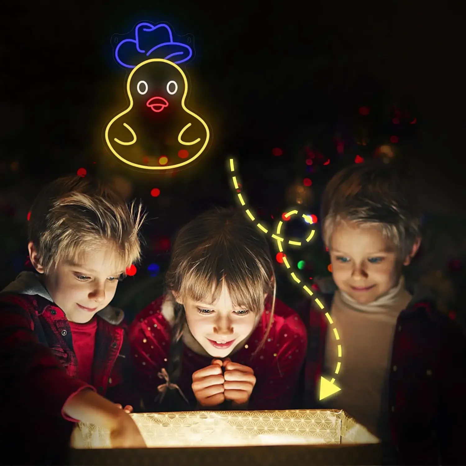 Cowboy Duck Neon Sign LED Wall Art USB Powered Acrylic Cute Animal Glow Lamp Kids Room Nursery Decor Party Bar Hanging Light