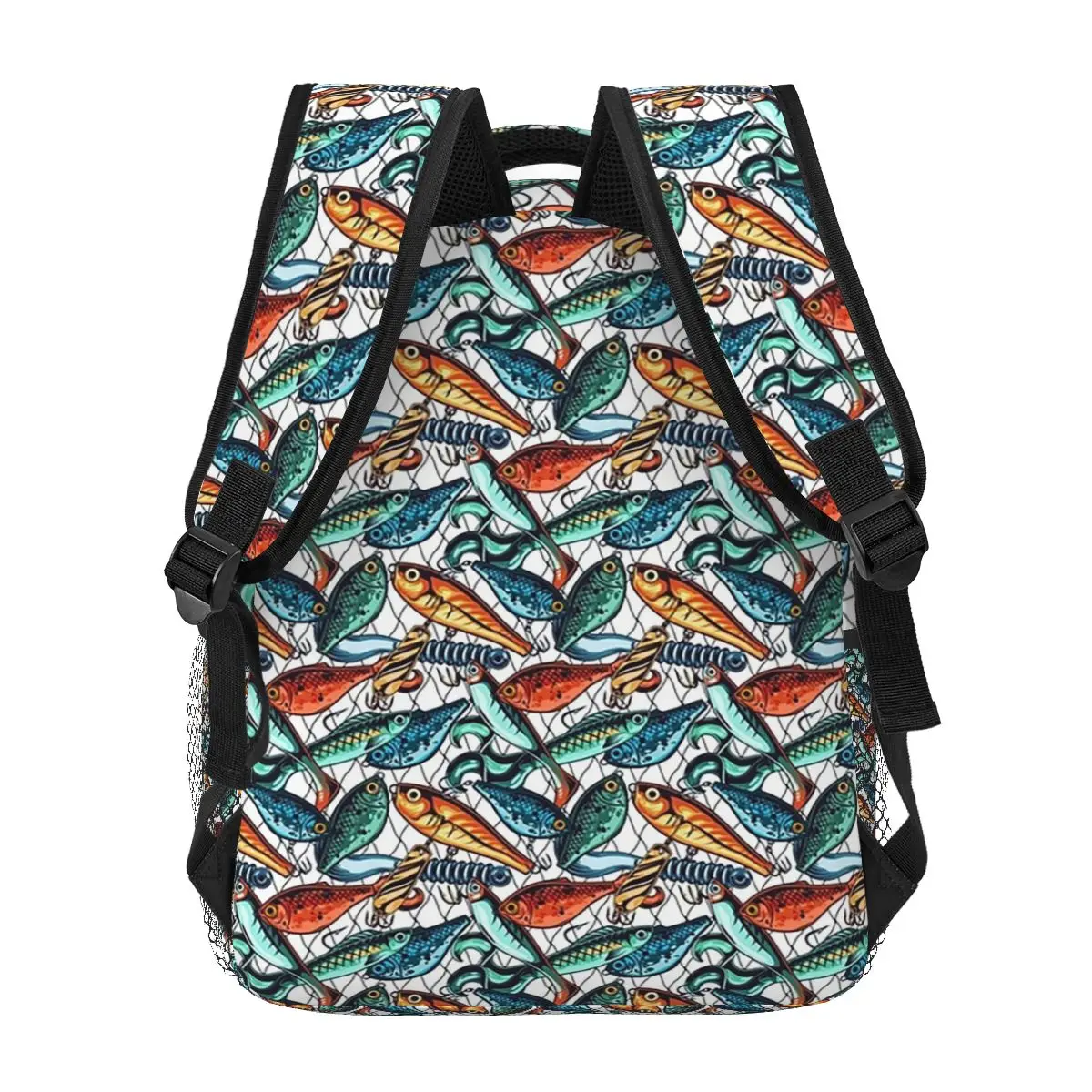 Gone-mochila con señuelo de pesca y red de pescado para niños y niñas, mochila escolar para estudiantes, mochila para portátil, bolsa de hombro de gran capacidad