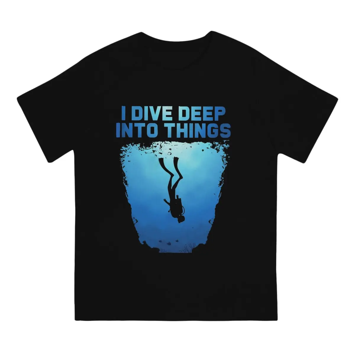 Men's I Dive Deep Into Things Scuba T Shirt Diving Pure Cotton Tops Vintage Short Sleeve Round Neck Tee Shirt Summer T-Shirt