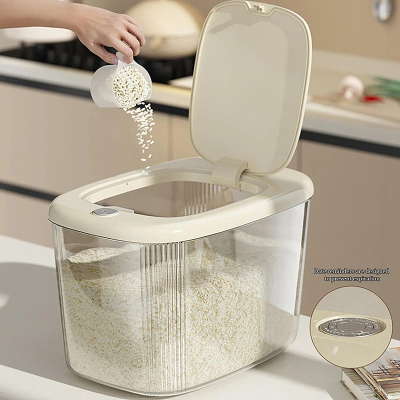 Sealed Rice Bucket Sealed Moisture-proof Rice Bucket With Cup Grain Powder Box Storage Grain Grain Rice Container