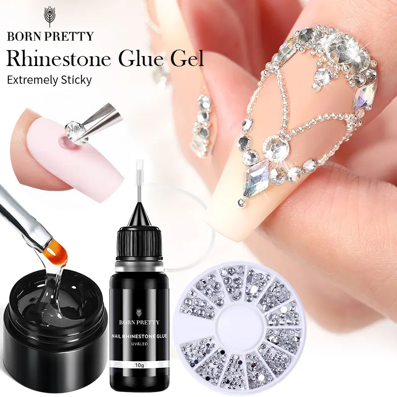 BORN PRETTY 5g/Box Rhinestones Glue Gel Transparent Color Sticky Gel For Manicure Rhinestone Jewelry Decorations Nail Glue