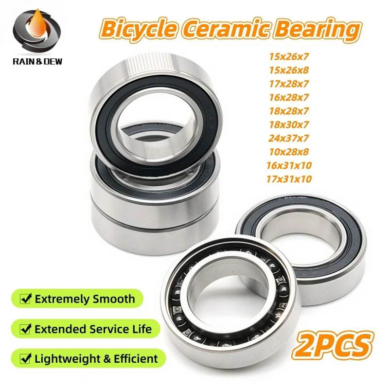 2PCS 18307RS Hybrid Ceramic Bearing 18x30x7 mm Bicycle Bottom Brackets Spares Si3N4 Ball Bearings 15267 17287 18307 24377 2RS