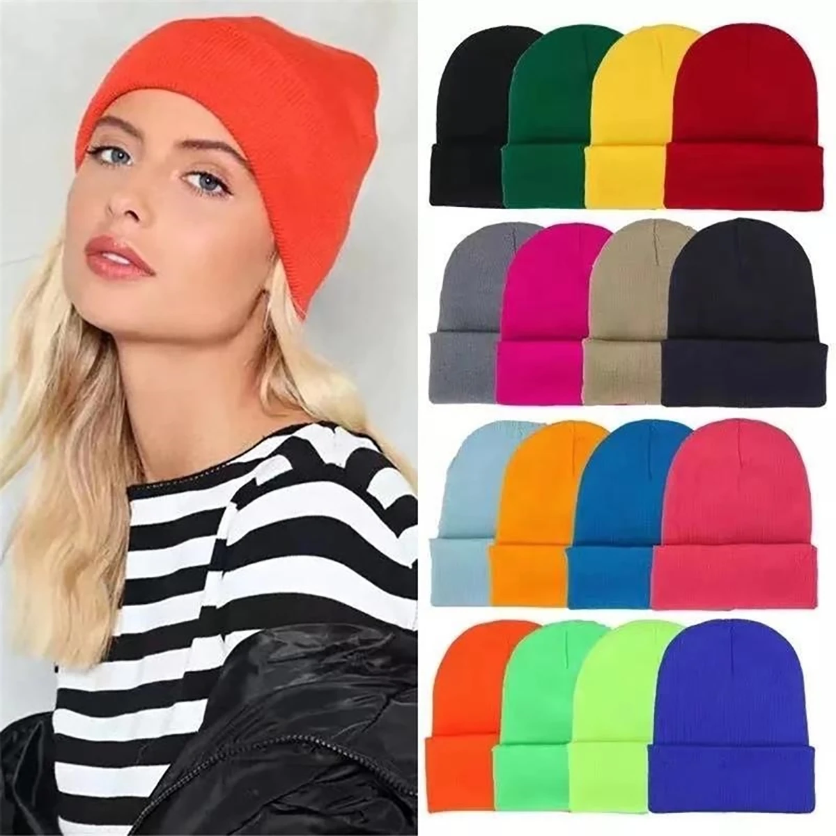 Solid Unisex Beanie Autumn Winter Soft Warm Knitted Cap Men Women Skull Cap Hats Gorro Ski Caps Multi Colors Bonnet Beanies Cap