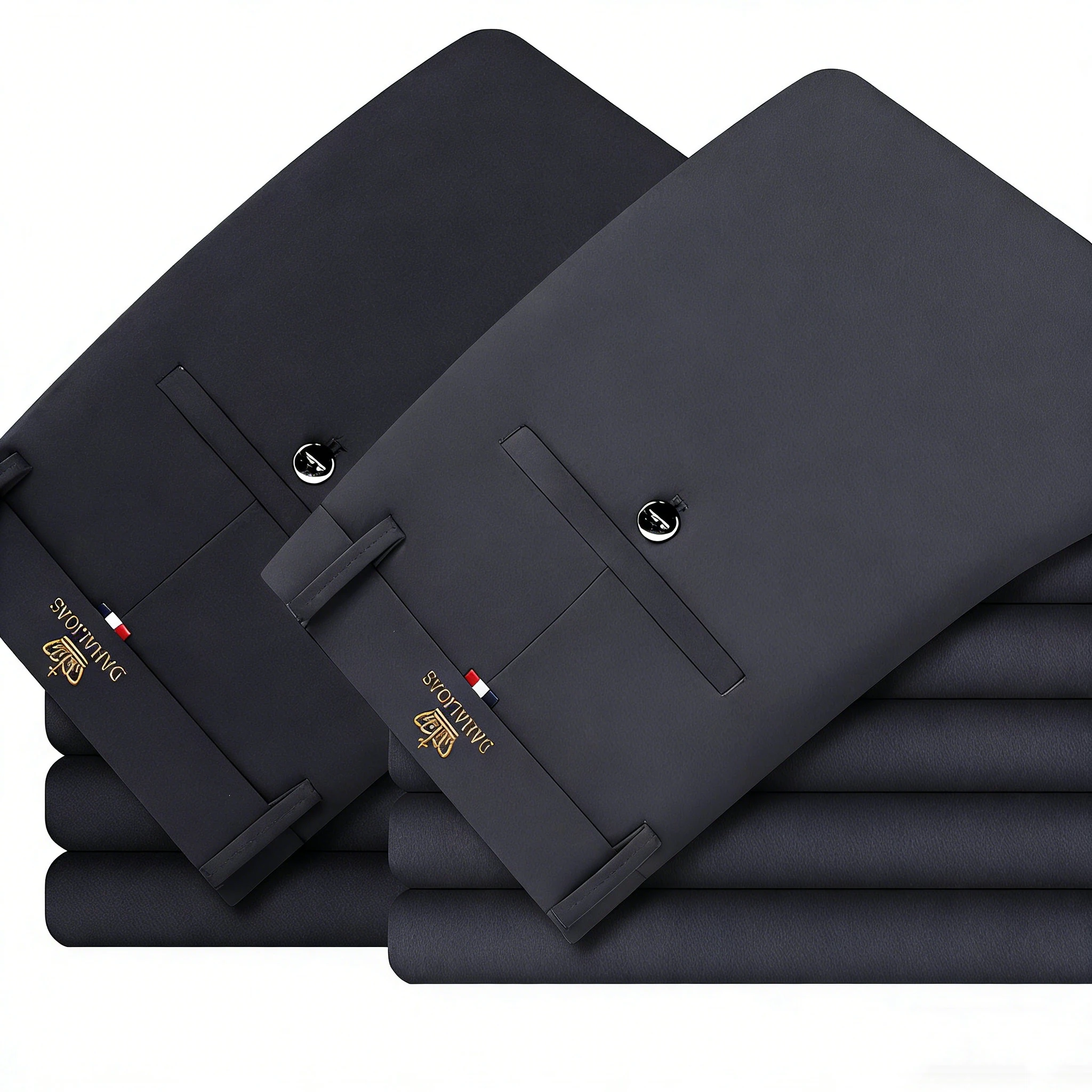 Men's 2-Piece Embroidery Business Casual Pants Set Straight Formal Trousers for Office Autumn Wear Daily Work Outfit