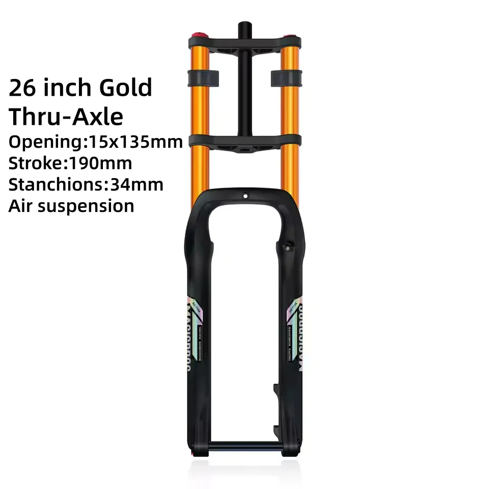 MAGICBROS 20"/26" *4.0 Dual Schouder Luchtvork voor Strand Sneeuwfiets Elektrische fietsen Dubbele Kroon Vork QR/Thru-As Reizen 190MM