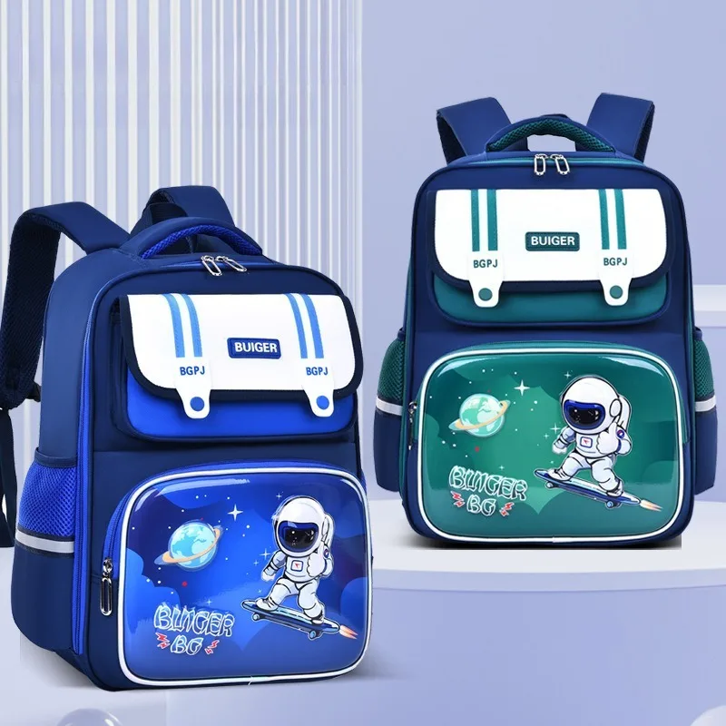 Astronaut-Printed Kids Backpack Primary Students School Bags Boys Casual Daypack Waterproof Durable Book Bag Children Rucksack