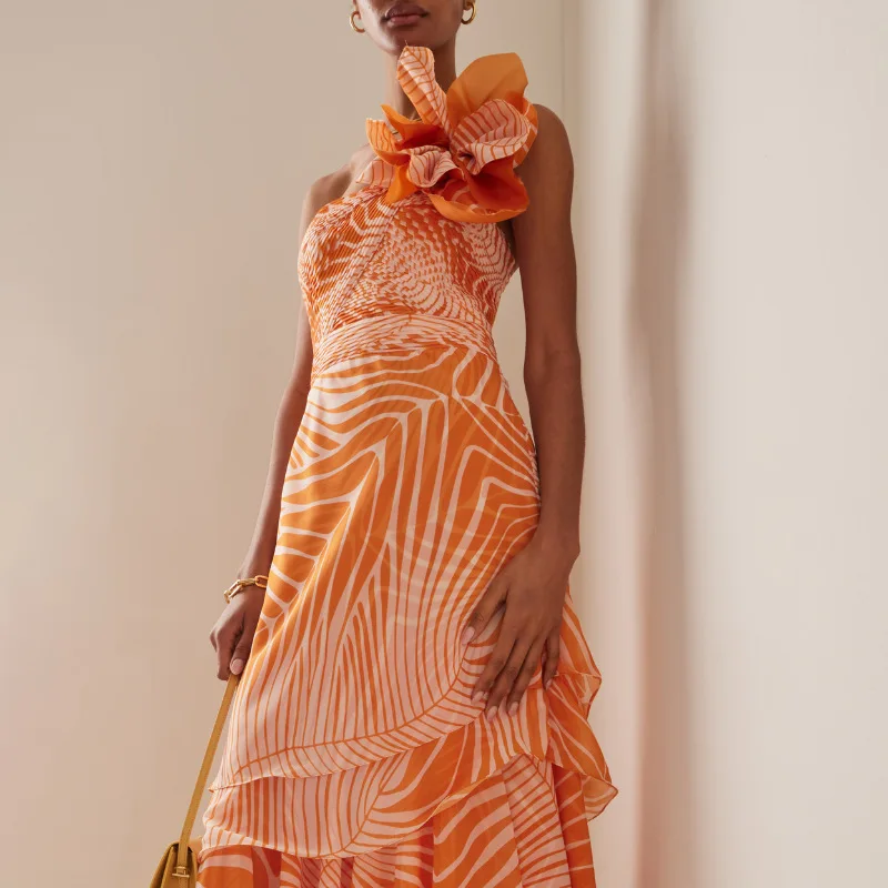 

One Piece Swimsuit For Women One-piece Swimsuit Women's Shoulder Salmon Printed One-piece Swimsuit AliExpress