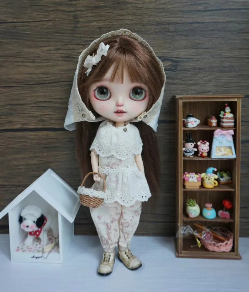 

1set Countryside style blythe doll outfit pantsuit 1/6 30cm(Fit for Pullip,Ob22/24/26, Licca)