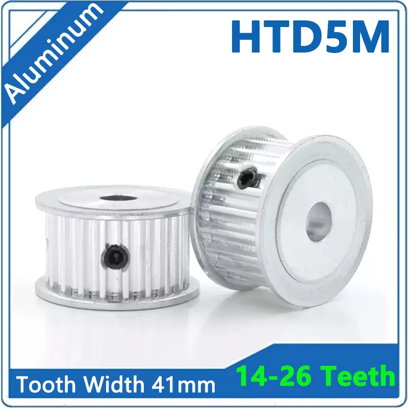 1pcs 5M Timing Pulley 14 15 16 18 20 22 24 25 26 Teeth HTD5M Aluminum Synchronous Wheel Tooth Width 41mm Bore 5-20mm Pitch 5mm