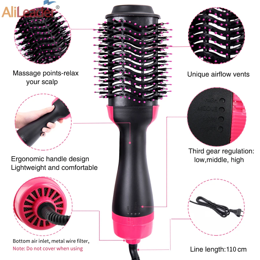 Hair Dryer Hot Air Brush Volumizer One-Step Hair Dryer & Volumizer Multifunctional Hot Air Dryer Brush Hair Straightener Curler