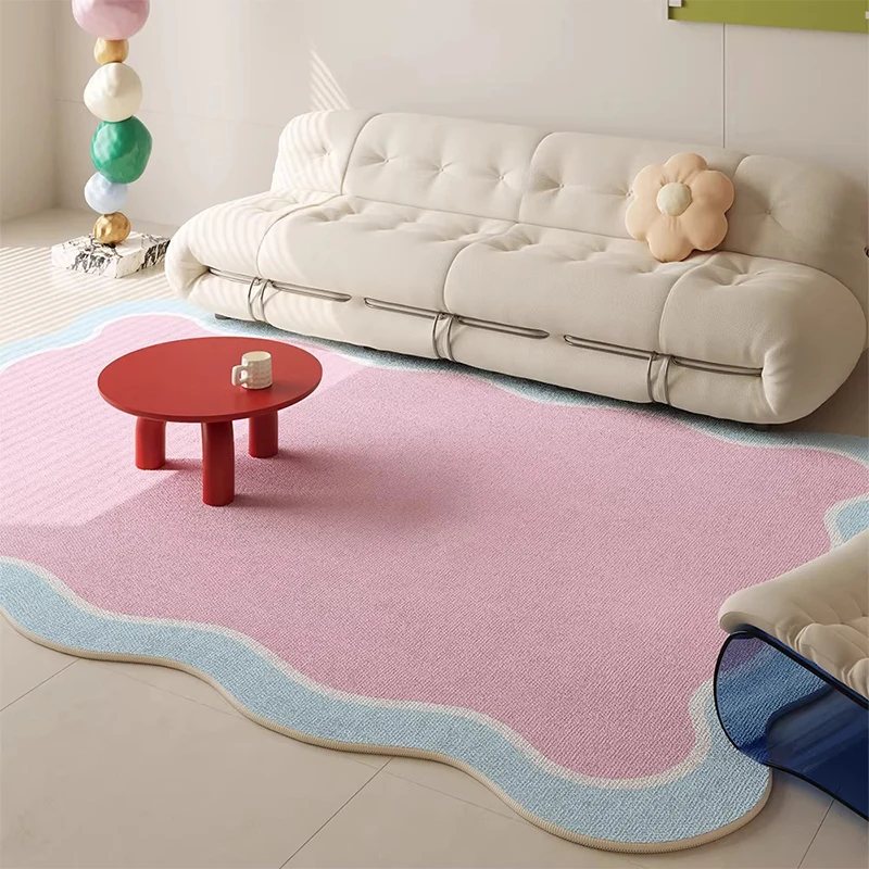 Living Room Carpet Soft Comfortable Fluffy Faux Cashmere Carpets Large Size Pink Macaron-Special Shaped Floor Mat Home Decor Rug