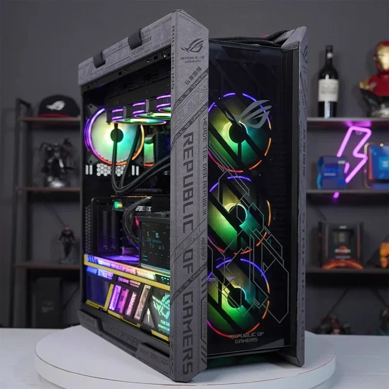 8 шт. комплект DIY замшевые наклейки для чехла ROG Strix Helios, моддинг ПК GX601, рамка для игрового шкафа, декоративная наклейка в стиле аниме,