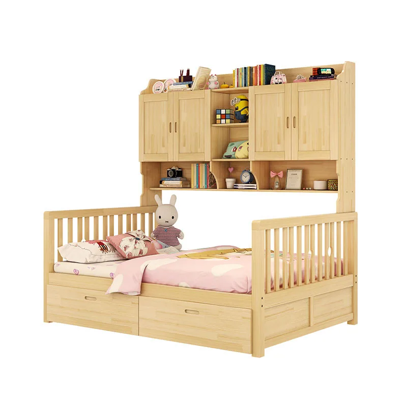 

Integrated space saving children's bed bookcase combination bed multi-function belt