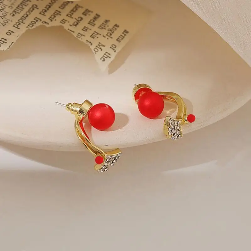 تقليد اللؤلؤ الجنكة بيلوبا يترك كريستال منحني الظهر شنق آخر وأقراط اثنين في واحد Brincos مجوهرات عيد ميلاد فتاة هدية