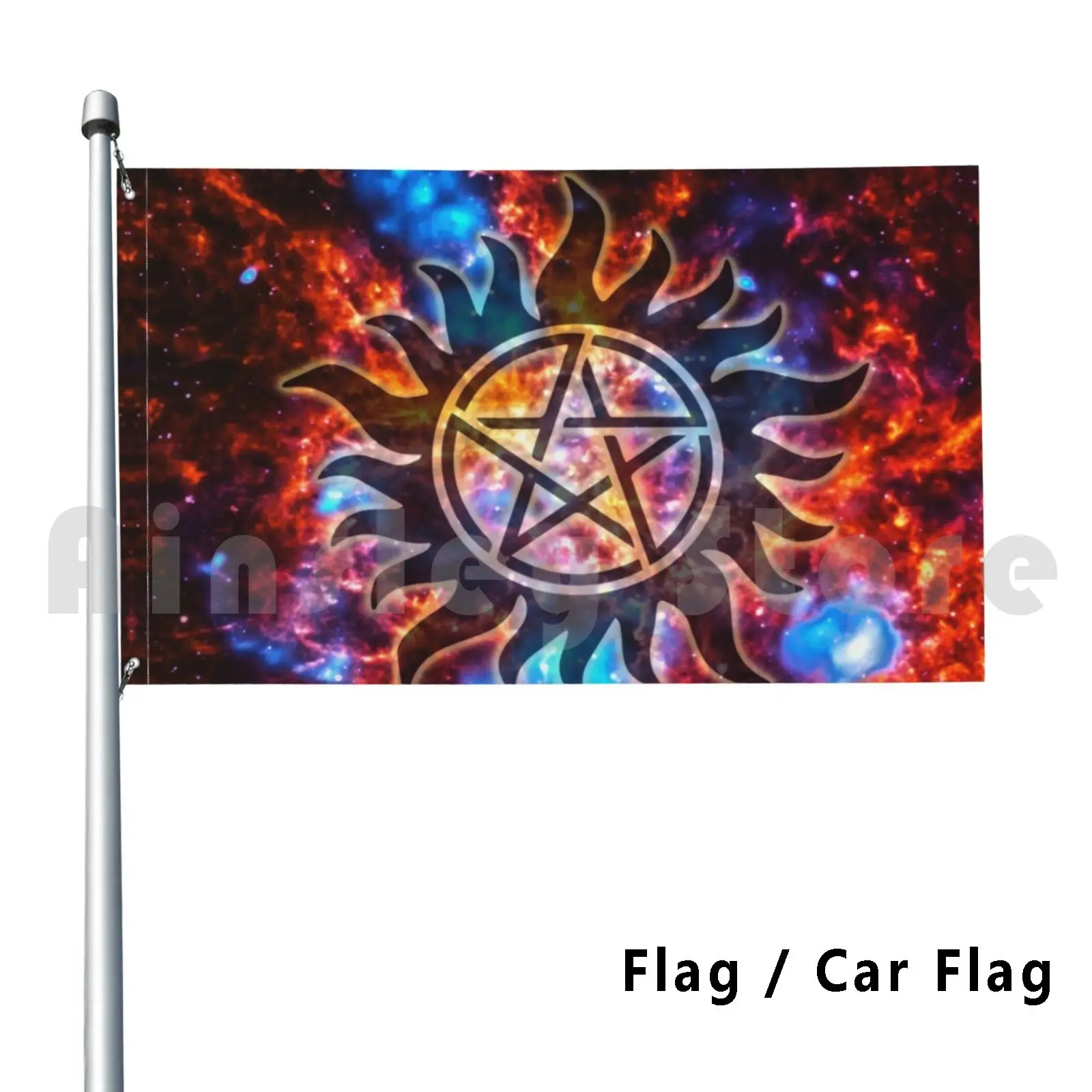 Supernatural Cosmos Flag Car Flag Funny Supernatural Occult Artistic Pentagram Cool Cosmic Spiritual