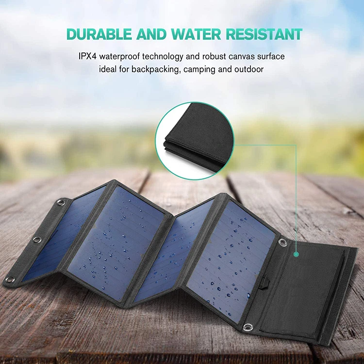 Customization Outdoor Small Solar Energy Panel 28W Monocrystalline High Efficiency Solar Panel 4 Cells All Black Foldable Solar 