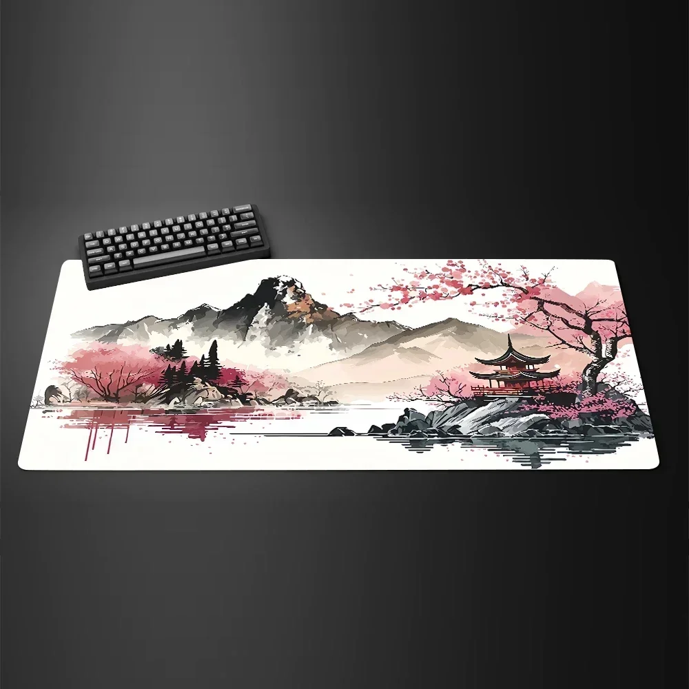 

XXL Art Sakura Gaming Computer Mausepad Plum Bossom Non-Slip Mat Mouse Pad Large Deskmat Playmat Laptop Office Accessory Carpet