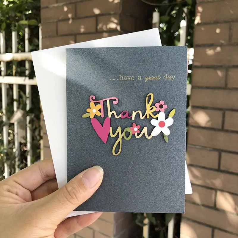 5pcs/Pack Universal Thank You Card Comes with Stationery, High End 3D Blessing Card