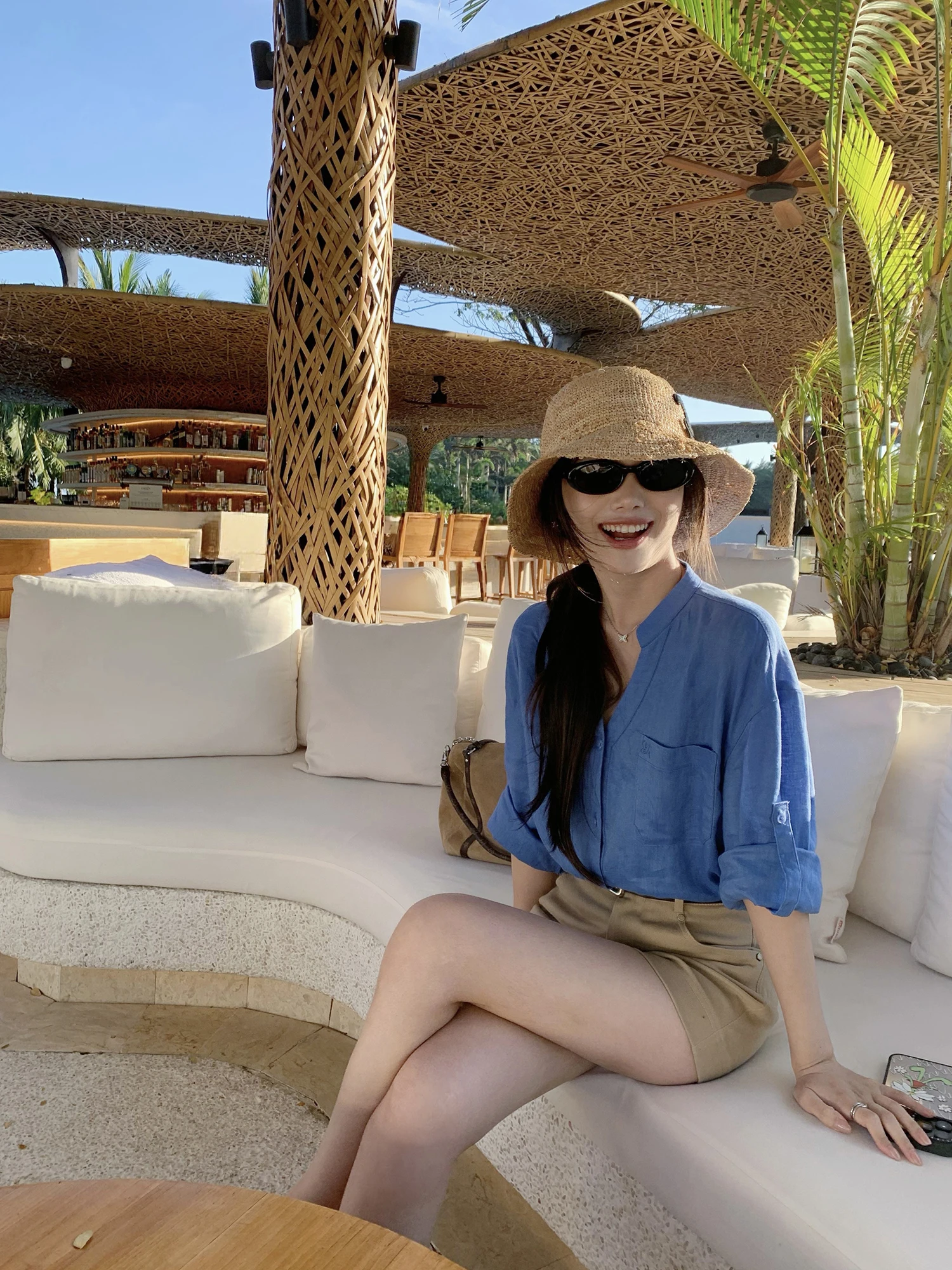 

Pusumede Linen V-Ne irt Women's Loose Thin Long Sve Casual Sle Comfortable Breathable Lazy Faion Spring irt