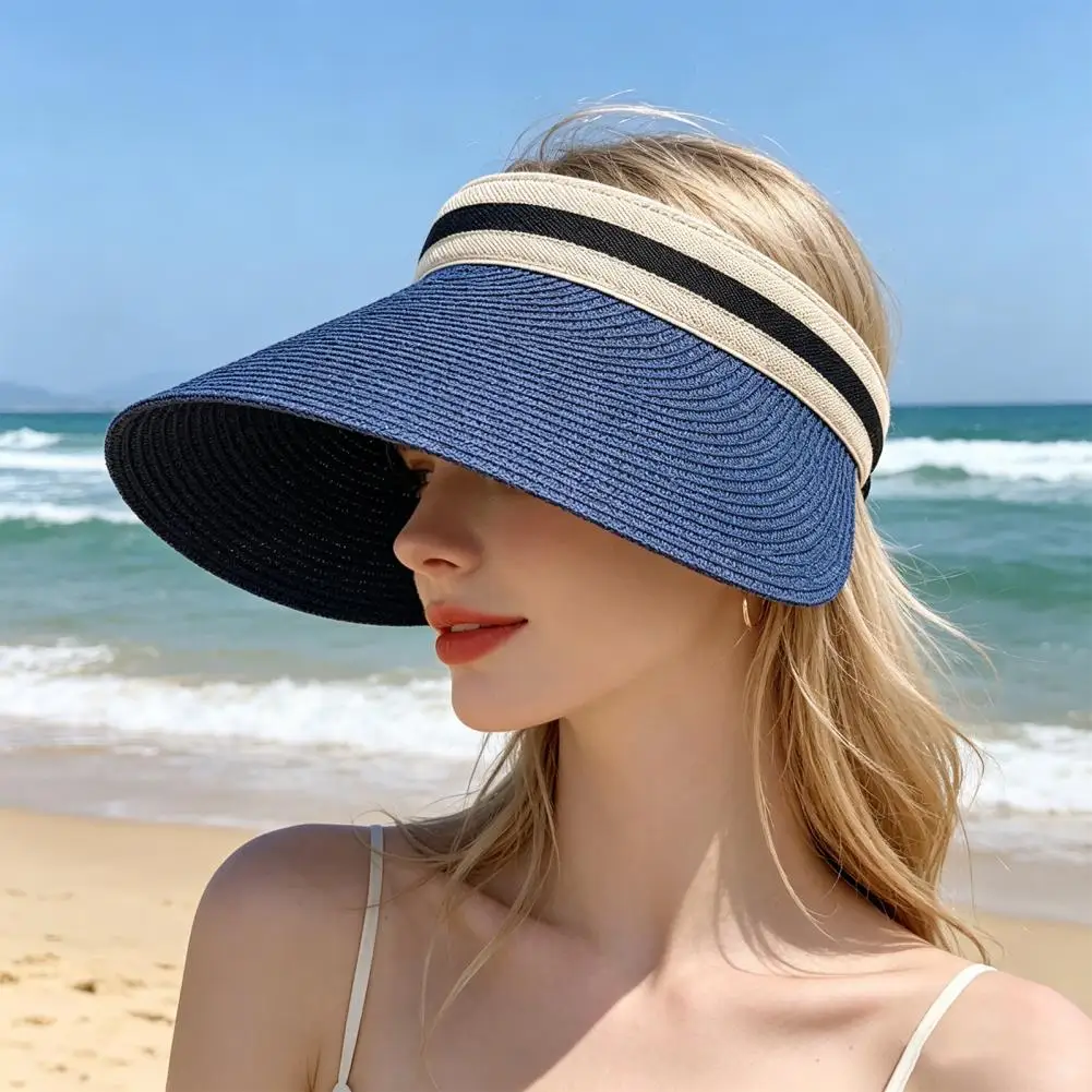 Wide Brim Foldable Sun Hat Women Summer Braided Straw Beach Cap Outdoor UV Protection Breathable Travel Hiking Hat