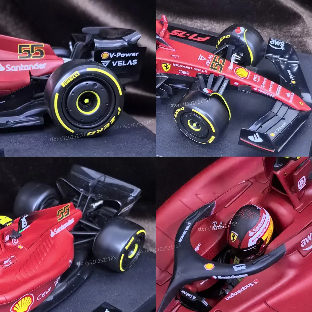 ببوراجو 1:18 سكوديريا فيراري F1-75 # 55 نموذج سيارة Sainz F1، تركيبة المقياس 1 لعبة هدية عيد الميلاد المصغرة للأطفال #5