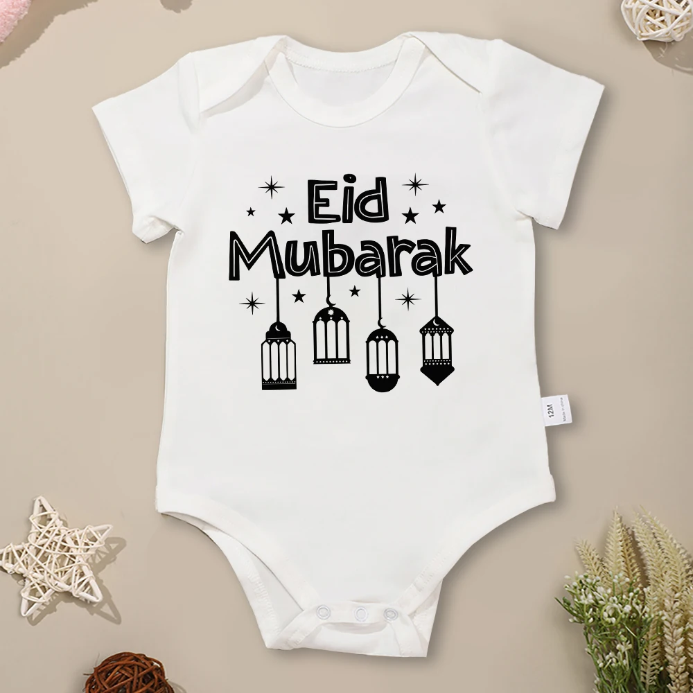 

Eid Mubarak Baby Boy and Girl Clothes Short Sleeve Pure Cotton Onesies Casual Versatile 0 to 24 Months Infant Outfits