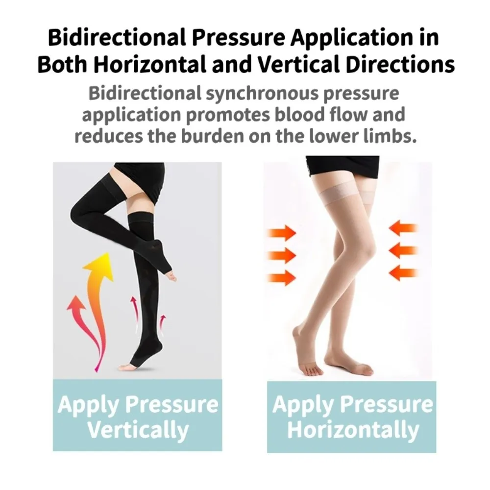 Knee High Pressure Level 2 Varicose Veins Socks Circulation Athletic Recovery 23-32mmHg Compression Socks Elastic Black