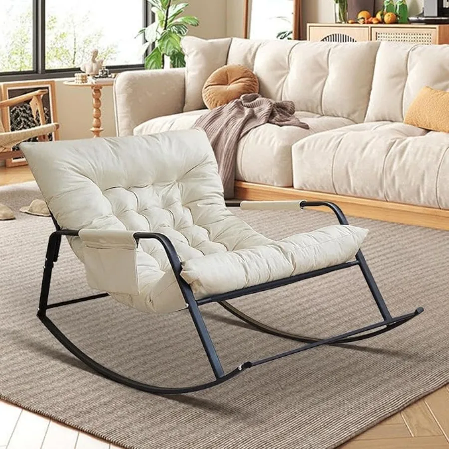 Wygodny, ponadgabarytowy projekt ptasiego gniazda do foteli bujanych na tarasie zewnętrznym, rattanowe fotele bujane z poduszkami, amortyzowany loun