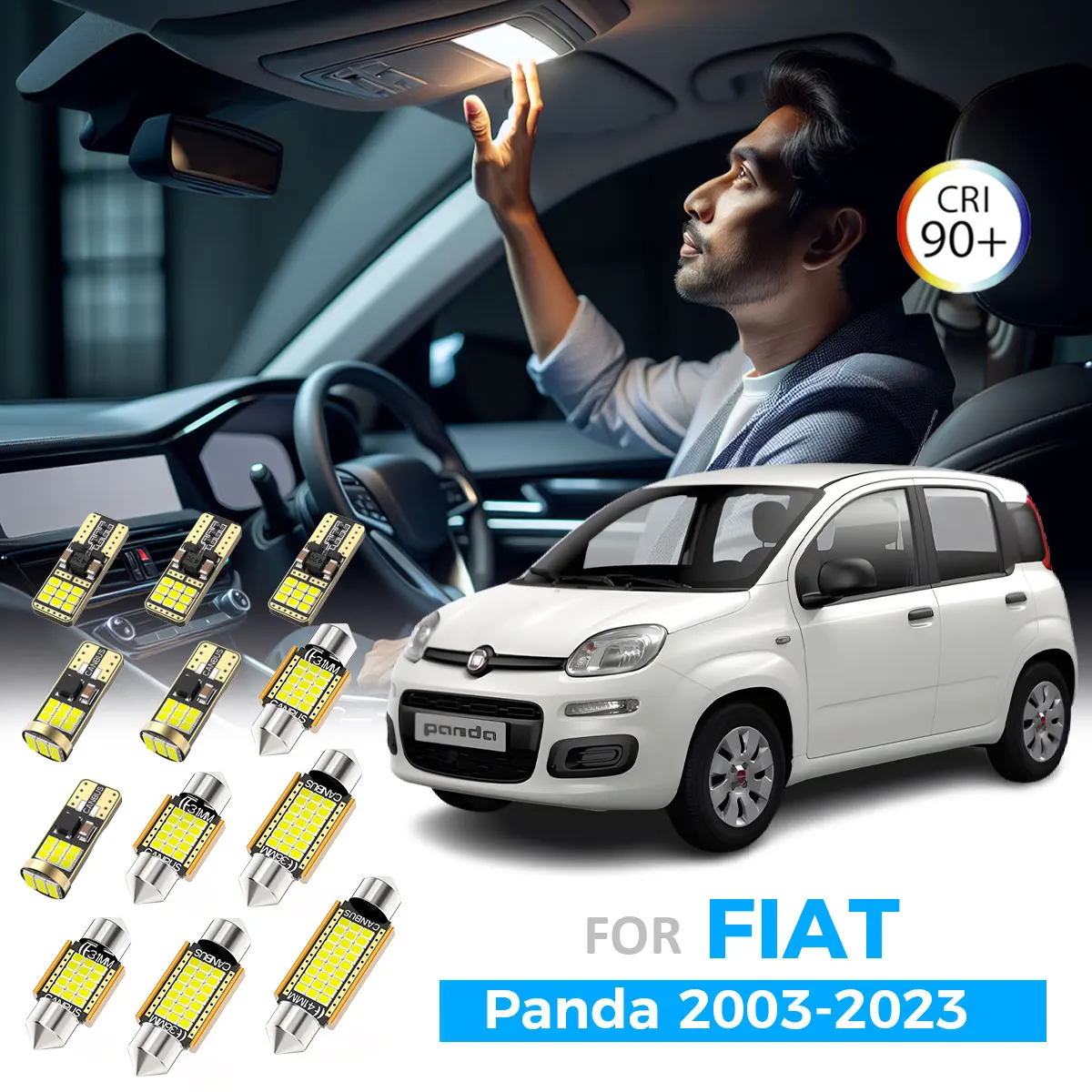 

AENVTOL 6Pcs For Fiat Panda 2003-2016 2017 2018 2019 2020 2021 2022 2023 Car LED Interior Light Kit Trunk Dome Lamp Accessories