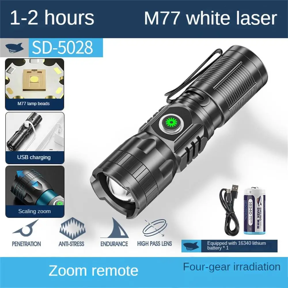 Extension Scorching Flashlight Mini Led Rechargeable Flashlight High Power Bank Camping Smile Shark Flat Flash Lighting