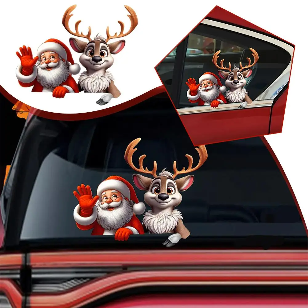 New Christmas Car Window Sticker Waterproof Windshield Body Decoration Vinyl Window Decals Auto Festival Rear Q0l6