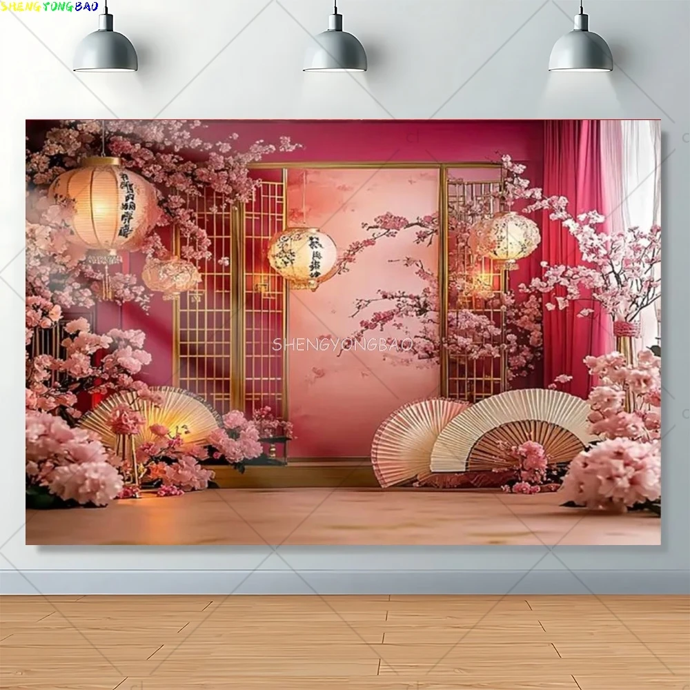 2026 سنة جديدة سعيدة ديكور حفلات خلفية النمط الصيني مهرجان الربيع زهرة حمراء الحصان فانوس الأسرة خلفية حفلة CN-06 #2