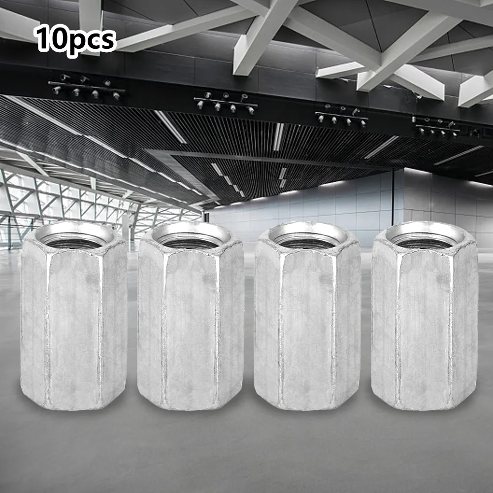 탄소강 육각 너트 M8 아연 도금 긴 막대 소켓 너트 DIY 프로젝트/고정 액세서리에 적합한 고강도 스레드 스페이서