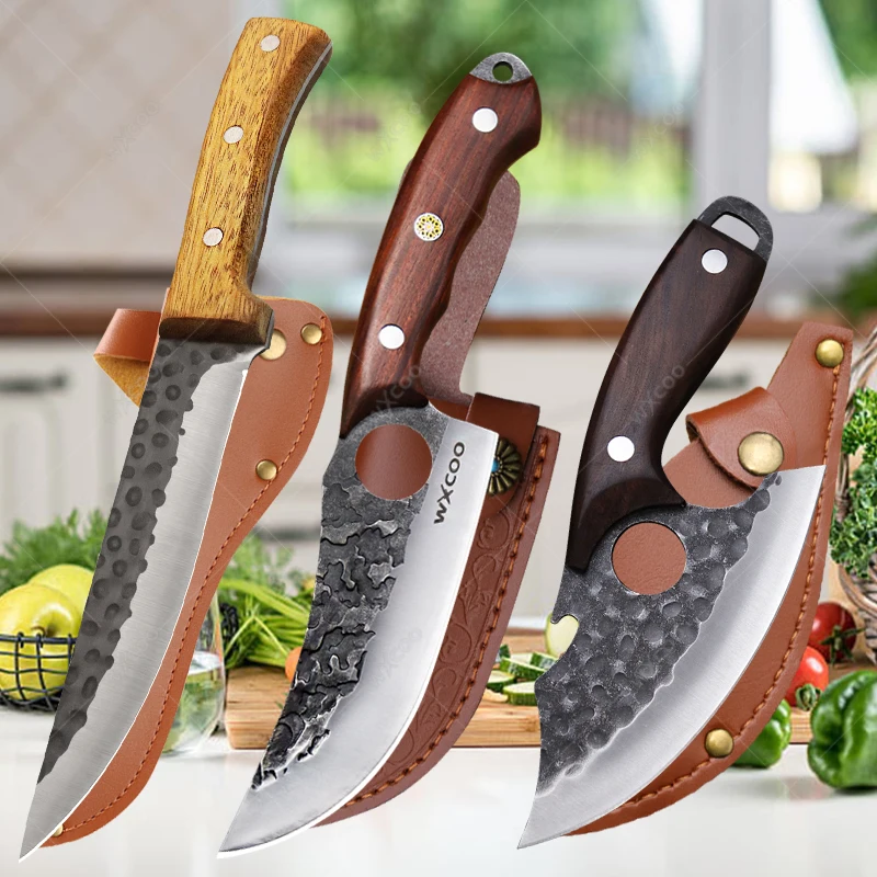 

WXCOO Forged Multi-purpose Knife Hammer Pattern Butcher Boning Knife Meat Cleaver Stainless Steel Fish Knife Barbecue Knives