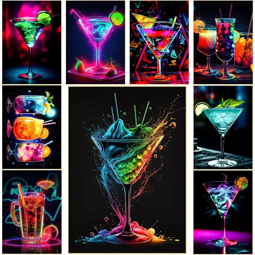 

Hawaii Colorful Cocktail Drink Poster Self-adhesive Art Waterproof Paper Sticker Coffee House Bar Room Wall Decor